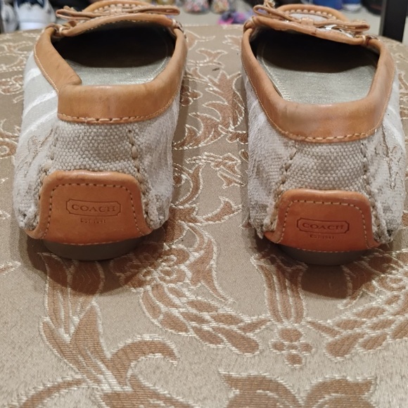 Coach Ireen Starfish Khaki Leather Canvas Sequin Designer Flats Size 6.5 B - Picture 5 of 10